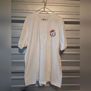 Port and Company White Tee with Red and Black Graphic